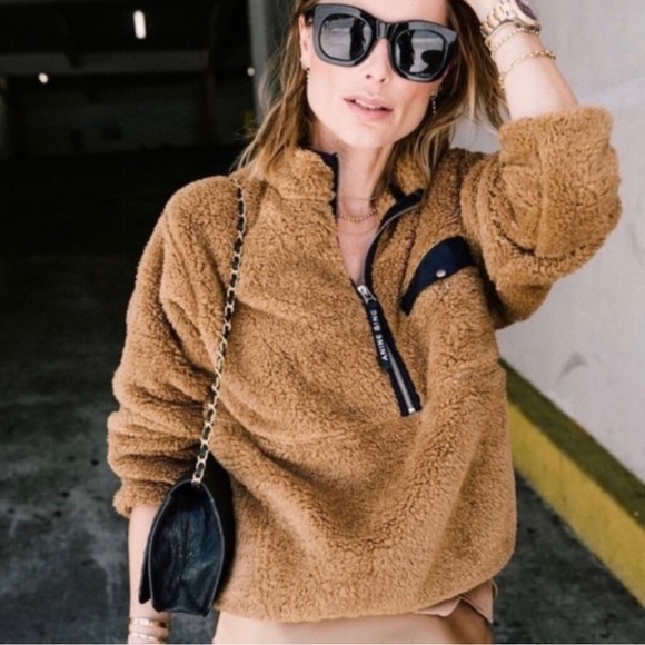 Anine Bing Jackets & Blazers - Anine Bing Sierra Pullover Sherpa size M brown blue CL